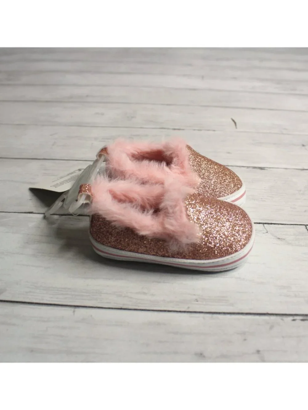 Little Me Baby Girl's Size 2 Glitter Shoes Faux Fur